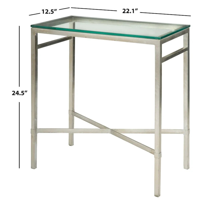 Beistelltisch mit goldenem Metallgestell und Glasplatte, moderner transparenter Glastisch fürs Wohnzimmer