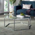 SAFAVIEH Kaycee Glass Chrome Hexagon Coffee Table - 36.2 x 31.5 x 13.8 - 36Wx32Dx14H