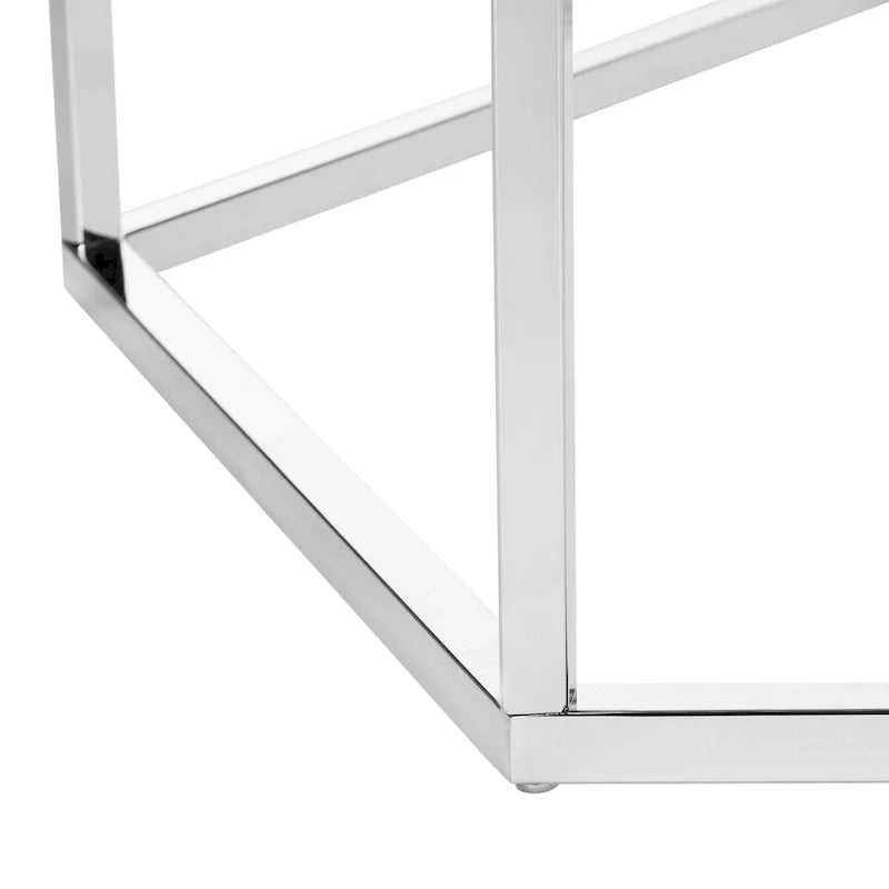 Sechseckiger Couchtisch aus verchromtem Glas