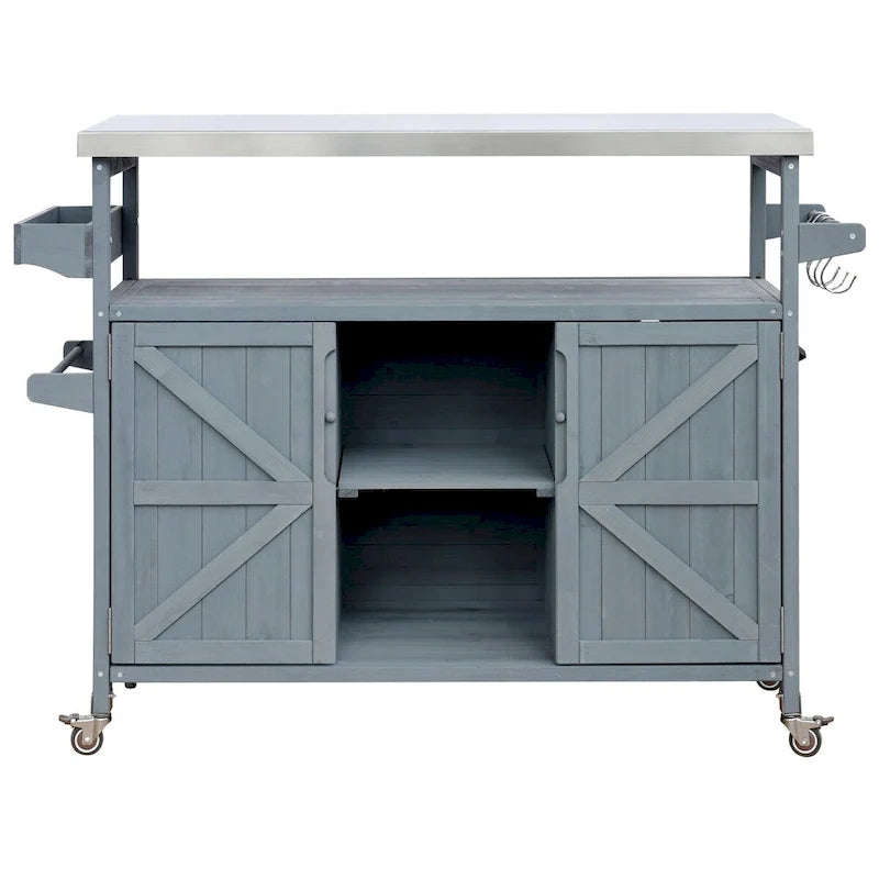 Wood Outdoor Kitchen Island Grill Cart
