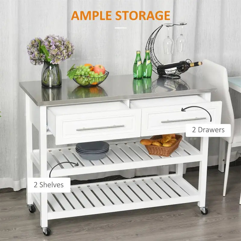 Isla de cocina con superficie de acero inoxidable