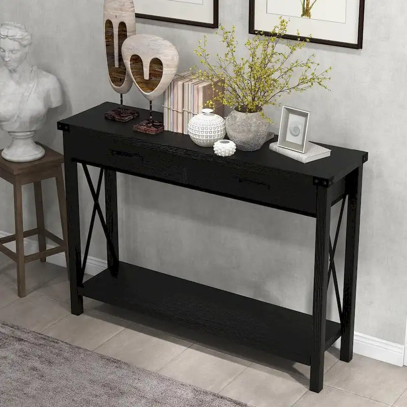 Industrial Console Table with Drawers