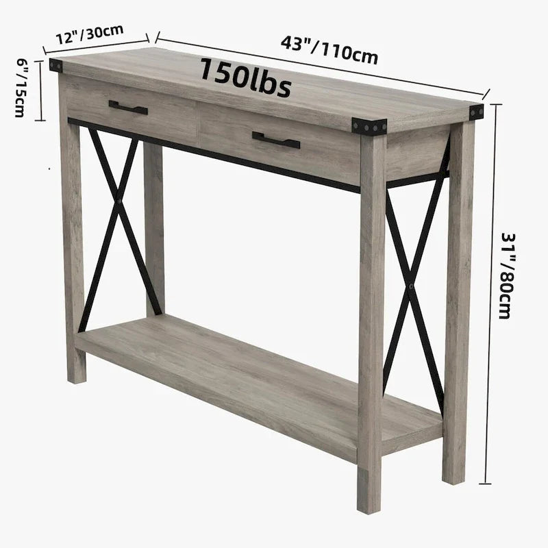 Konsolentisch im Industrial-Stil mit Schubladen