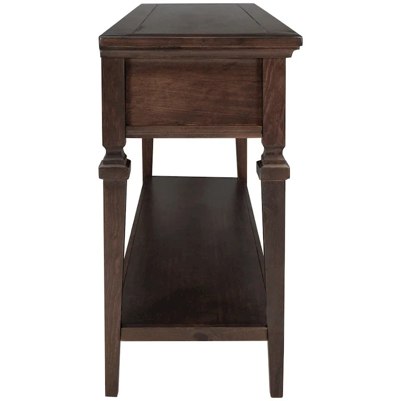 Consola blanca con 3 cajones y estante de almacenamiento inferior, mesa de sofá estilo granja para recibidor