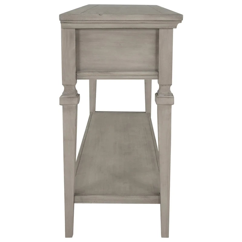 Consola blanca con 3 cajones y estante de almacenamiento inferior, mesa de sofá estilo granja para recibidor