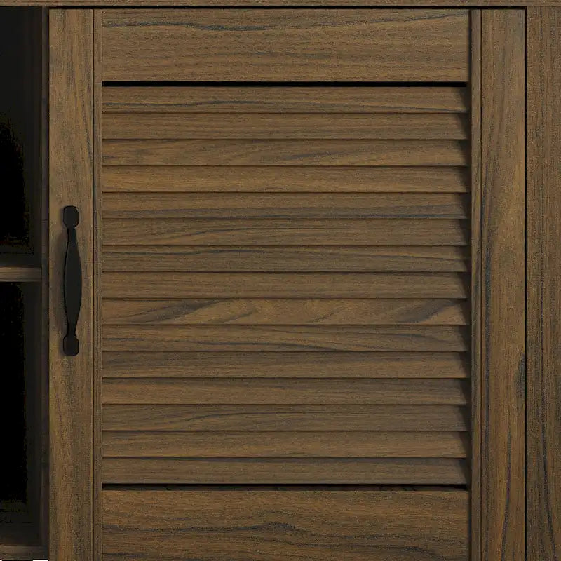 TV-Schrank aus Holz mit Lamellentüren, Medienkonsole fürs Wohnzimmer, passend für Fernseher bis 65 Zoll