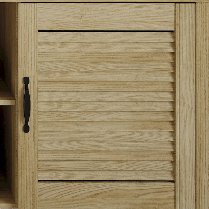 TV-Schrank aus Holz mit Lamellentüren, Medienkonsole fürs Wohnzimmer, passend für Fernseher bis 65 Zoll