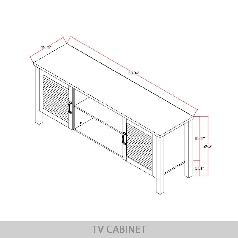 TV-Schrank aus Holz mit Lamellentüren, Medienkonsole fürs Wohnzimmer, passend für Fernseher bis 65 Zoll