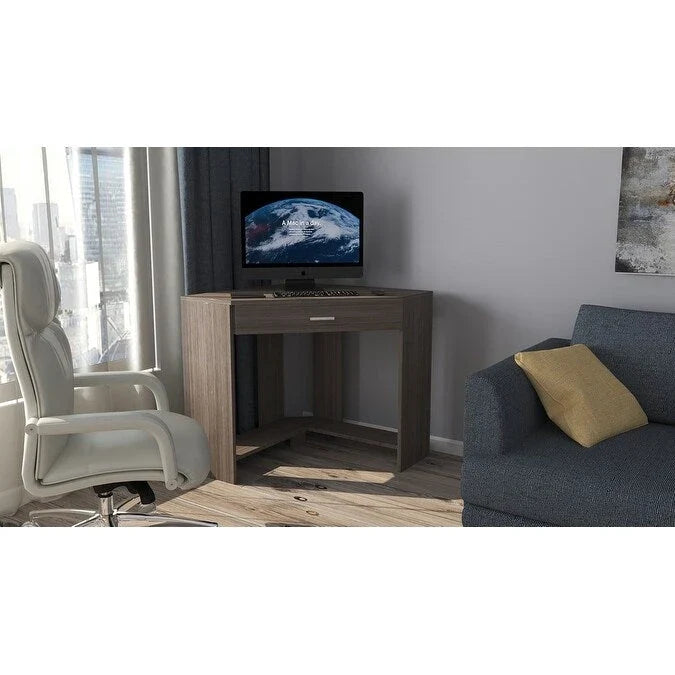 Eckschreibtisch mit Schublade und Ablagefach, Holzschreibtisch für das Homeoffice