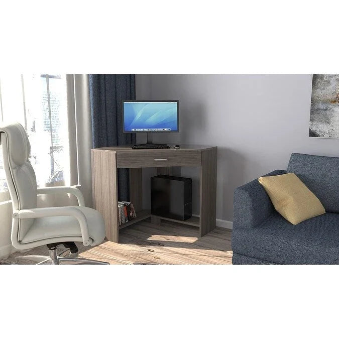 Eckschreibtisch mit Schublade und Ablagefach, Holzschreibtisch für das Homeoffice