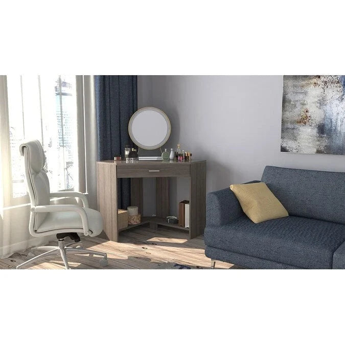 Eckschreibtisch mit Schublade und Ablagefach, Holzschreibtisch für das Homeoffice