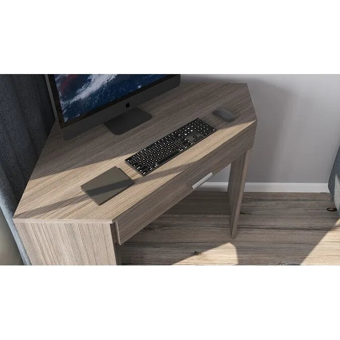 Eckschreibtisch mit Schublade und Ablagefach, Holzschreibtisch für das Homeoffice