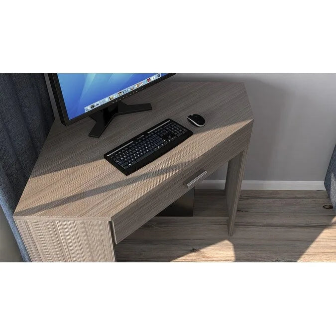 Eckschreibtisch mit Schublade und Ablagefach, Holzschreibtisch für das Homeoffice