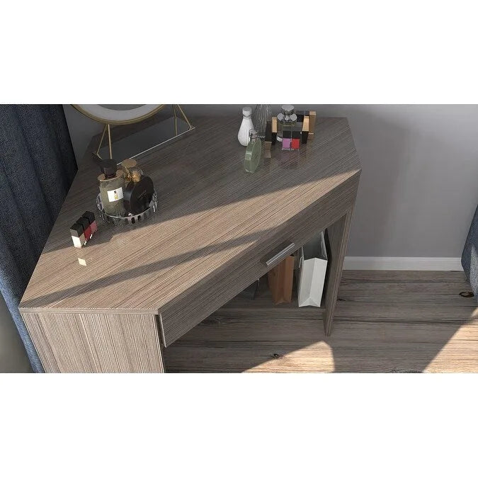 Eckschreibtisch mit Schublade und Ablagefach, Holzschreibtisch für das Homeoffice