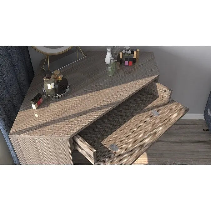 Eckschreibtisch mit Schublade und Ablagefach, Holzschreibtisch für das Homeoffice