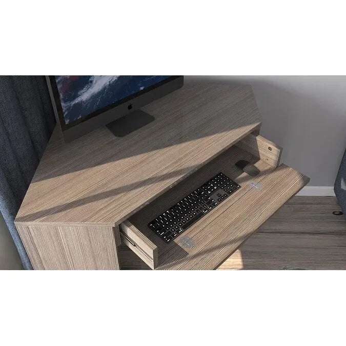 Eckschreibtisch mit Schublade und Ablagefach, Holzschreibtisch für das Homeoffice