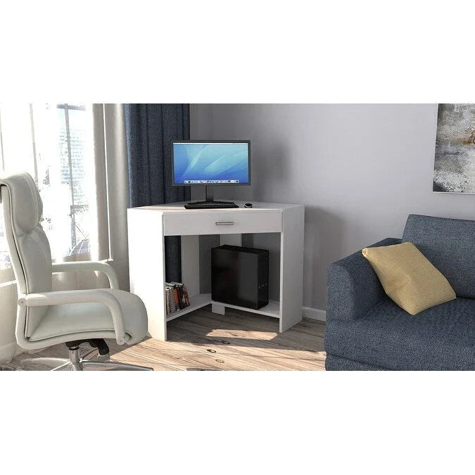 Eckschreibtisch mit Schublade und Ablagefach, Holzschreibtisch für das Homeoffice
