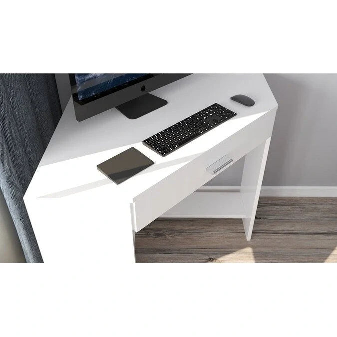 Eckschreibtisch mit Schublade und Ablagefach, Holzschreibtisch für das Homeoffice