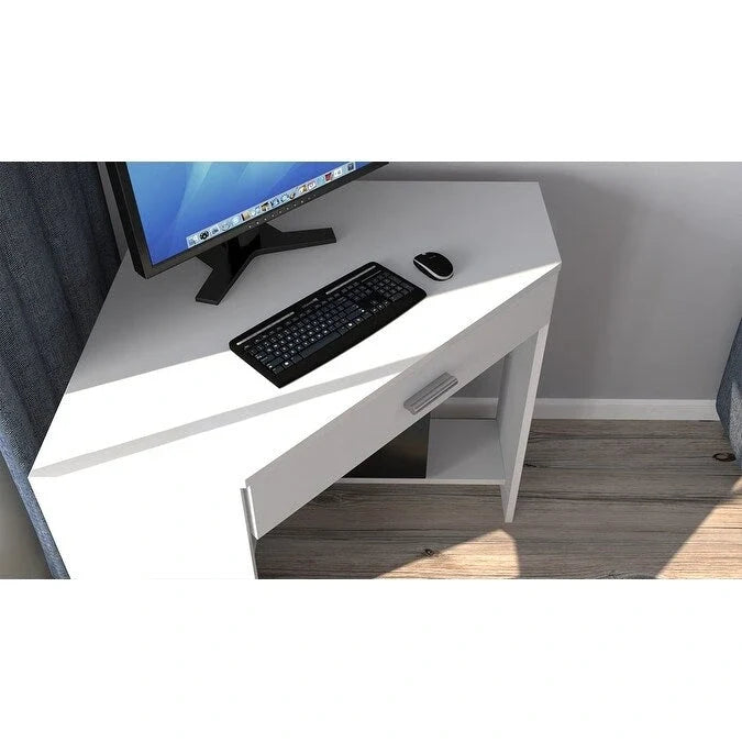 Eckschreibtisch mit Schublade und Ablagefach, Holzschreibtisch für das Homeoffice