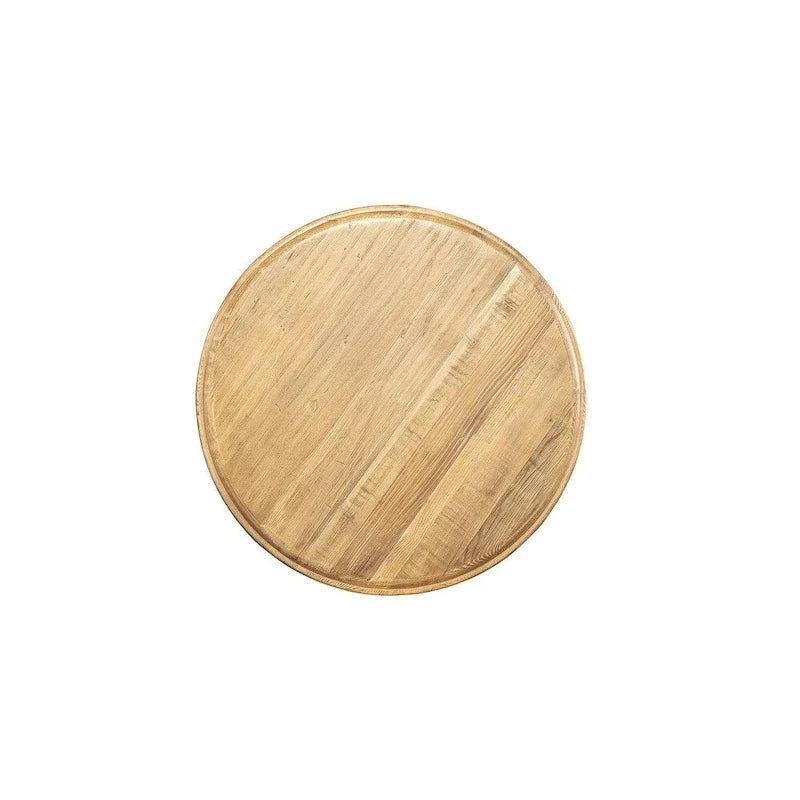 Mesa auxiliar redonda vintage con pedestal, mesa decorativa de madera maciza desgastada