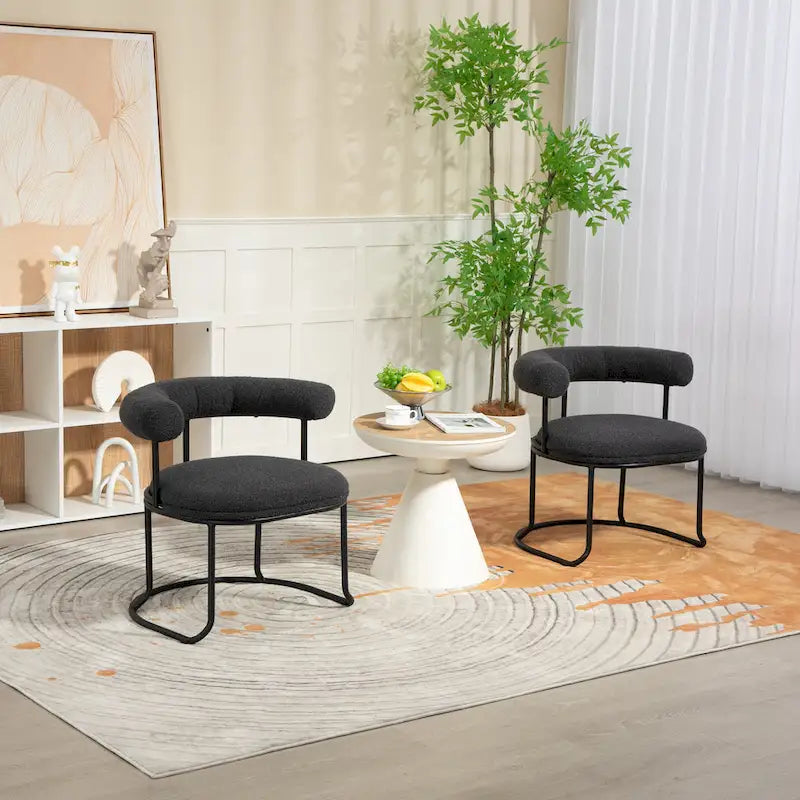 Sillas de comedor bouclé modernas de mediados de siglo