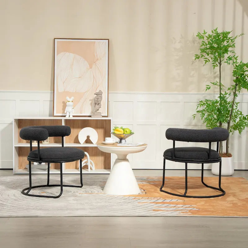 Sillas de comedor bouclé modernas de mediados de siglo