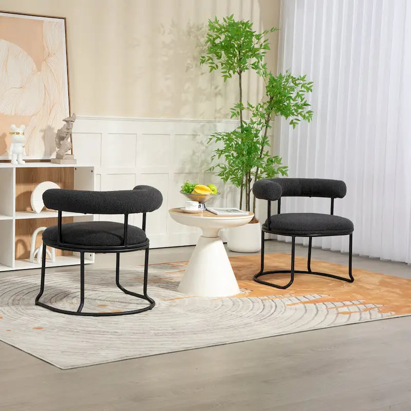 Sillas de comedor bouclé modernas de mediados de siglo