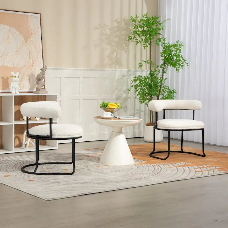 Sillas de comedor bouclé modernas de mediados de siglo