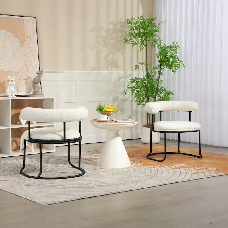 Sillas de comedor bouclé modernas de mediados de siglo