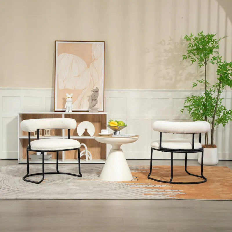 Sillas de comedor bouclé modernas de mediados de siglo