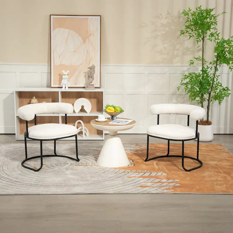 Sillas de comedor bouclé modernas de mediados de siglo