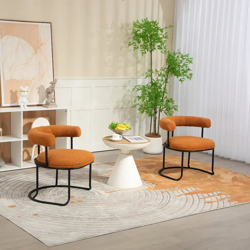 Sillas de comedor bouclé modernas de mediados de siglo