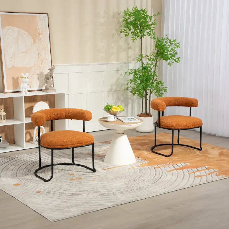 Sillas de comedor bouclé modernas de mediados de siglo