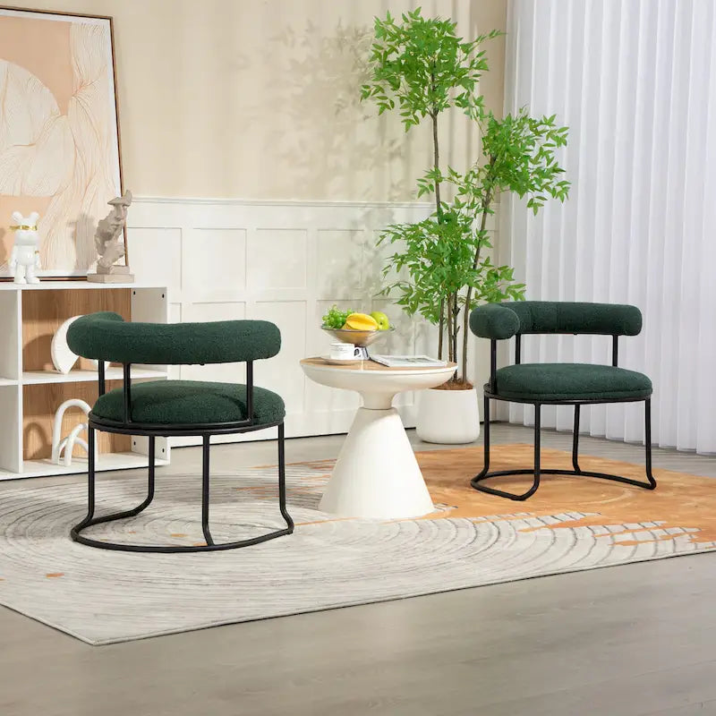 Sillas de comedor bouclé modernas de mediados de siglo