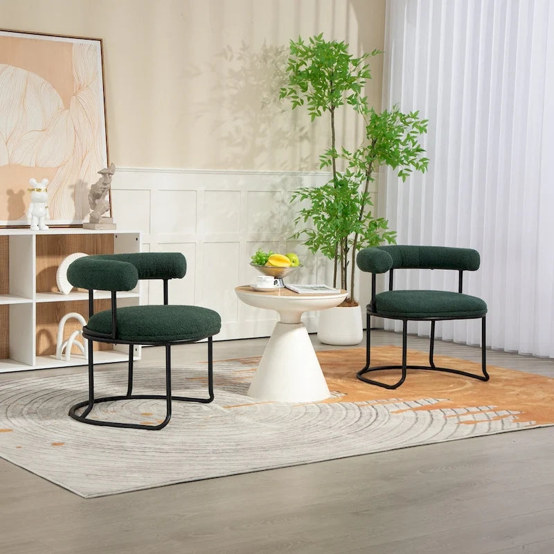 Sillas de comedor bouclé modernas de mediados de siglo