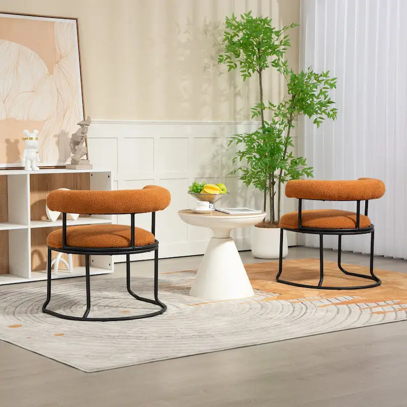Sillas de comedor bouclé modernas de mediados de siglo