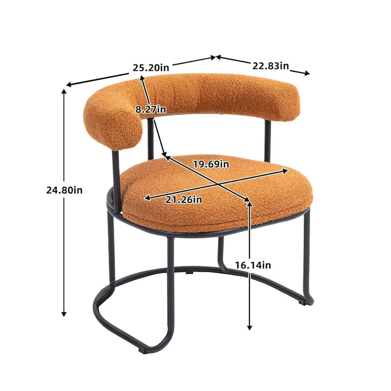 Sillas de comedor bouclé modernas de mediados de siglo