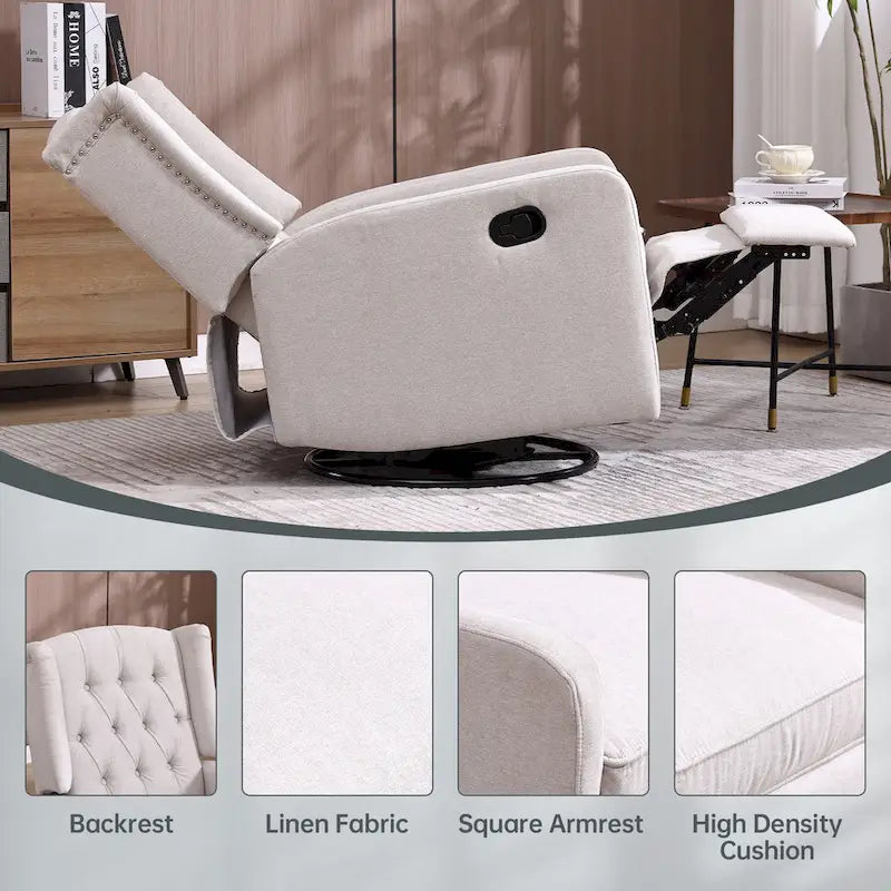 Sillón reclinable giratorio y mecedor para dormitorio y sala de estar