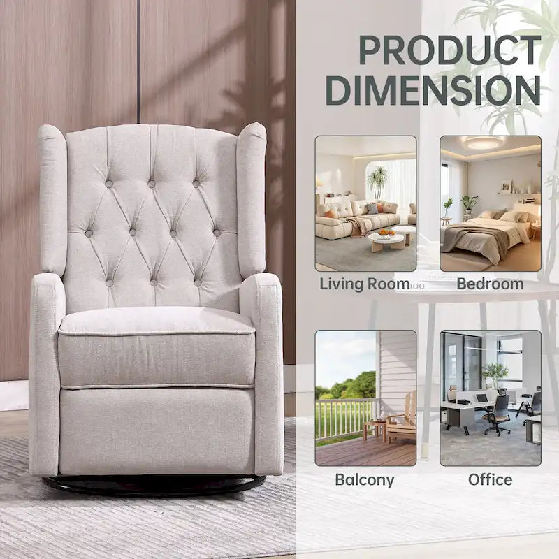 Sillón reclinable giratorio y mecedor para dormitorio y sala de estar