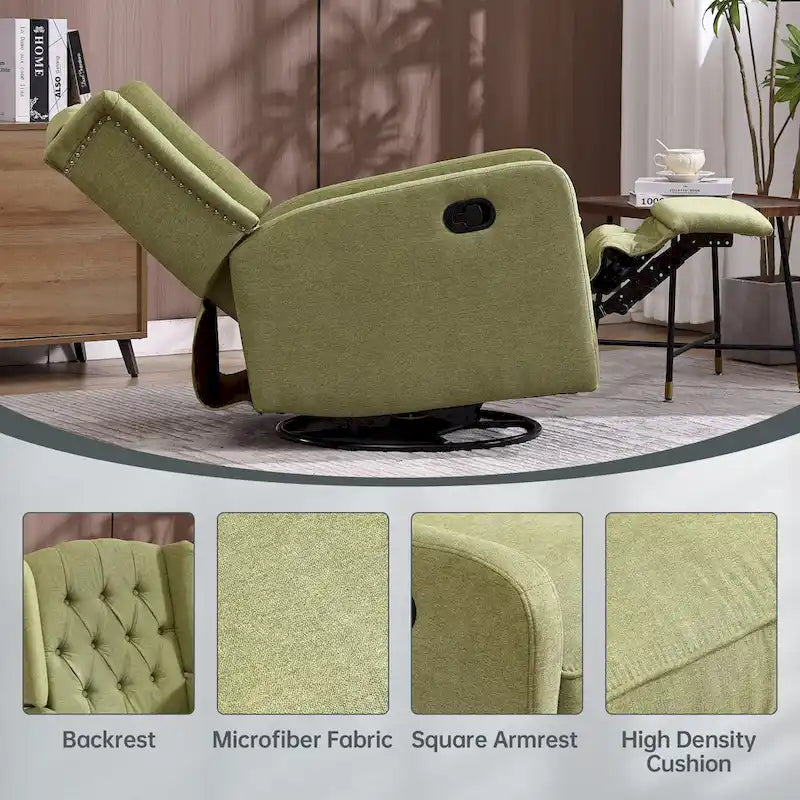 Sillón reclinable giratorio y mecedor para dormitorio y sala de estar