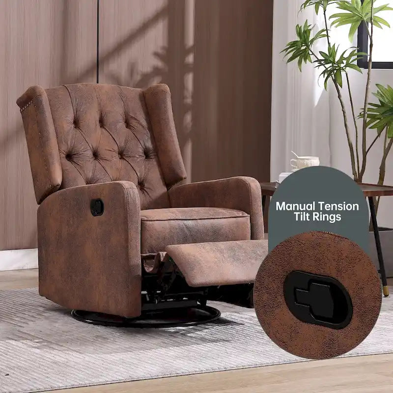 Sillón reclinable giratorio y mecedor para dormitorio y sala de estar