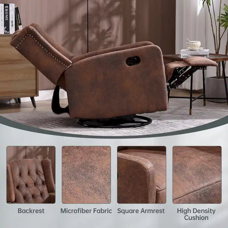 Sillón reclinable giratorio y mecedor para dormitorio y sala de estar