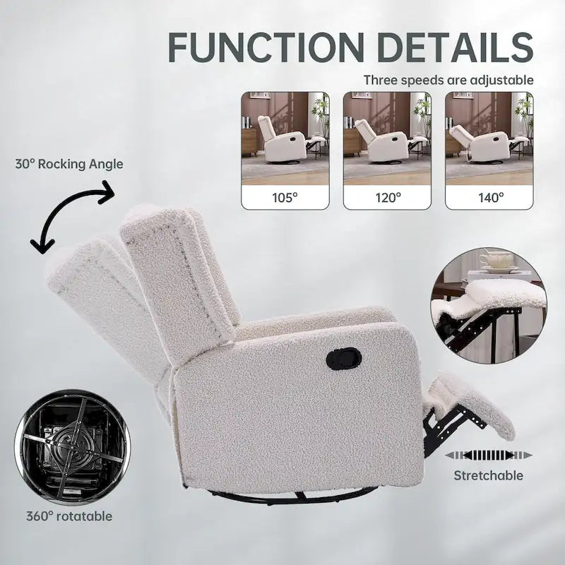 Sillón reclinable giratorio y mecedor para dormitorio y sala de estar