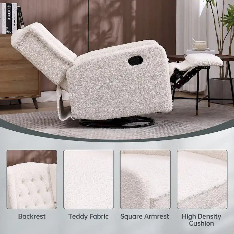 Sillón reclinable giratorio y mecedor para dormitorio y sala de estar