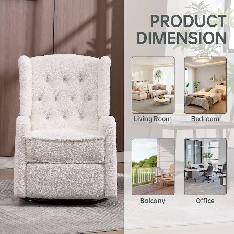 Sillón reclinable giratorio y mecedor para dormitorio y sala de estar
