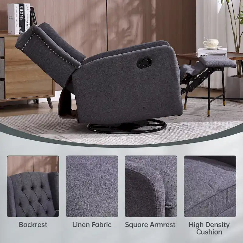 Sillón reclinable giratorio y mecedor para dormitorio y sala de estar