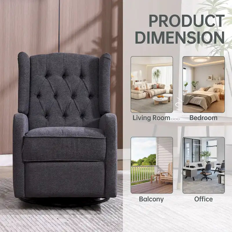 Sillón reclinable giratorio y mecedor para dormitorio y sala de estar